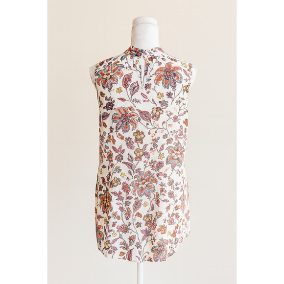 J Jill M Floral Mock Neck Tank Top Sleeveless Blouse Boho Cottagecore Romantic - Picture 2 of 9